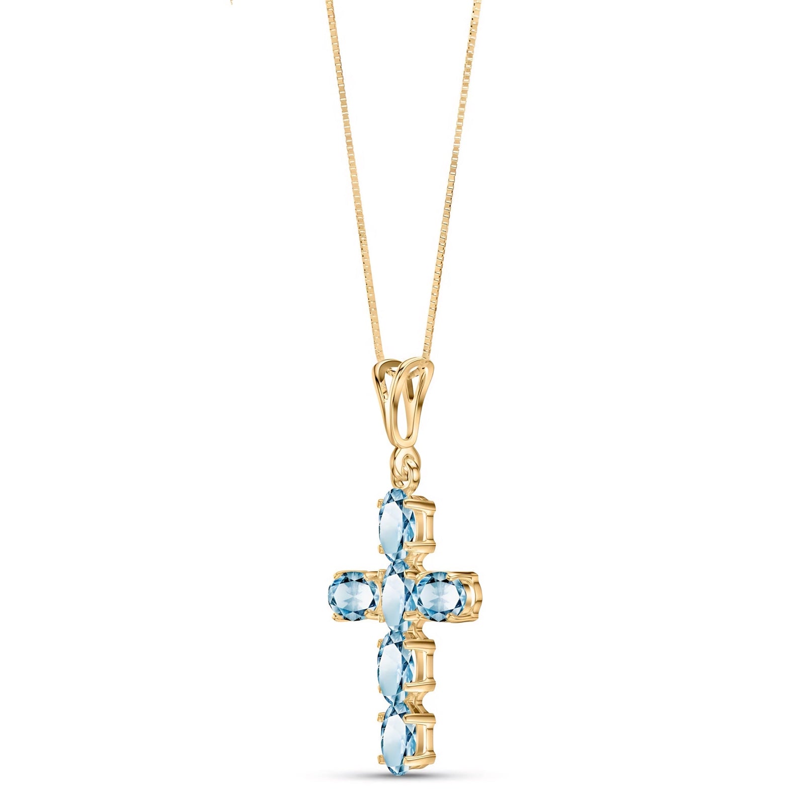 Yellow Gold Cross Necklace Multi-Gemstone 10K — Eleonora