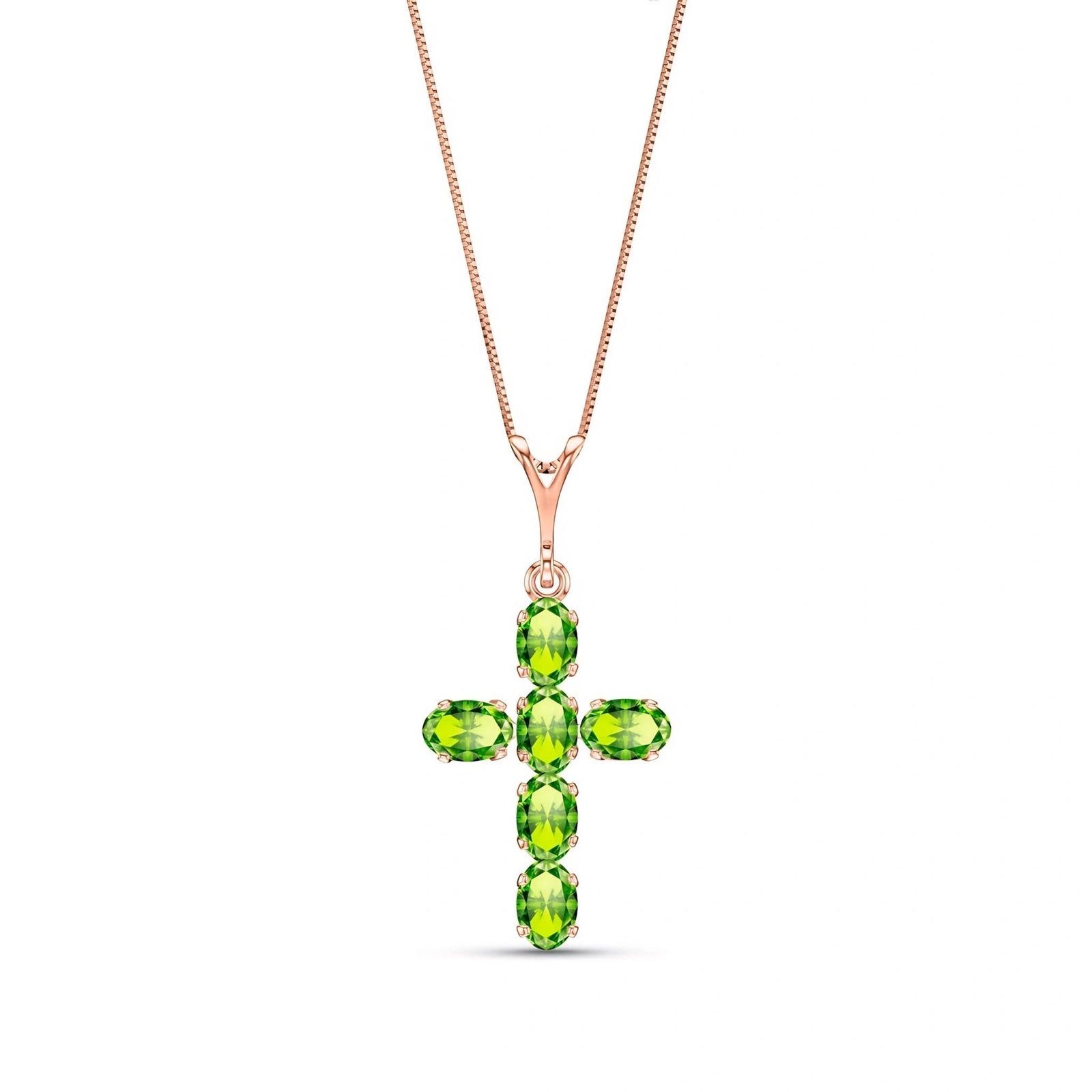 Rose Gold Cross Necklace Peridot 10K — Eleonora