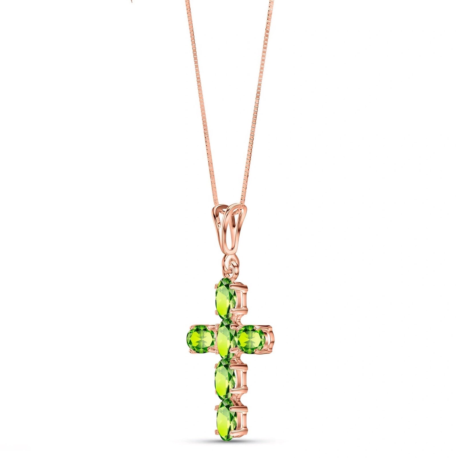 Rose Gold Cross Necklace Peridot 10K — Eleonora