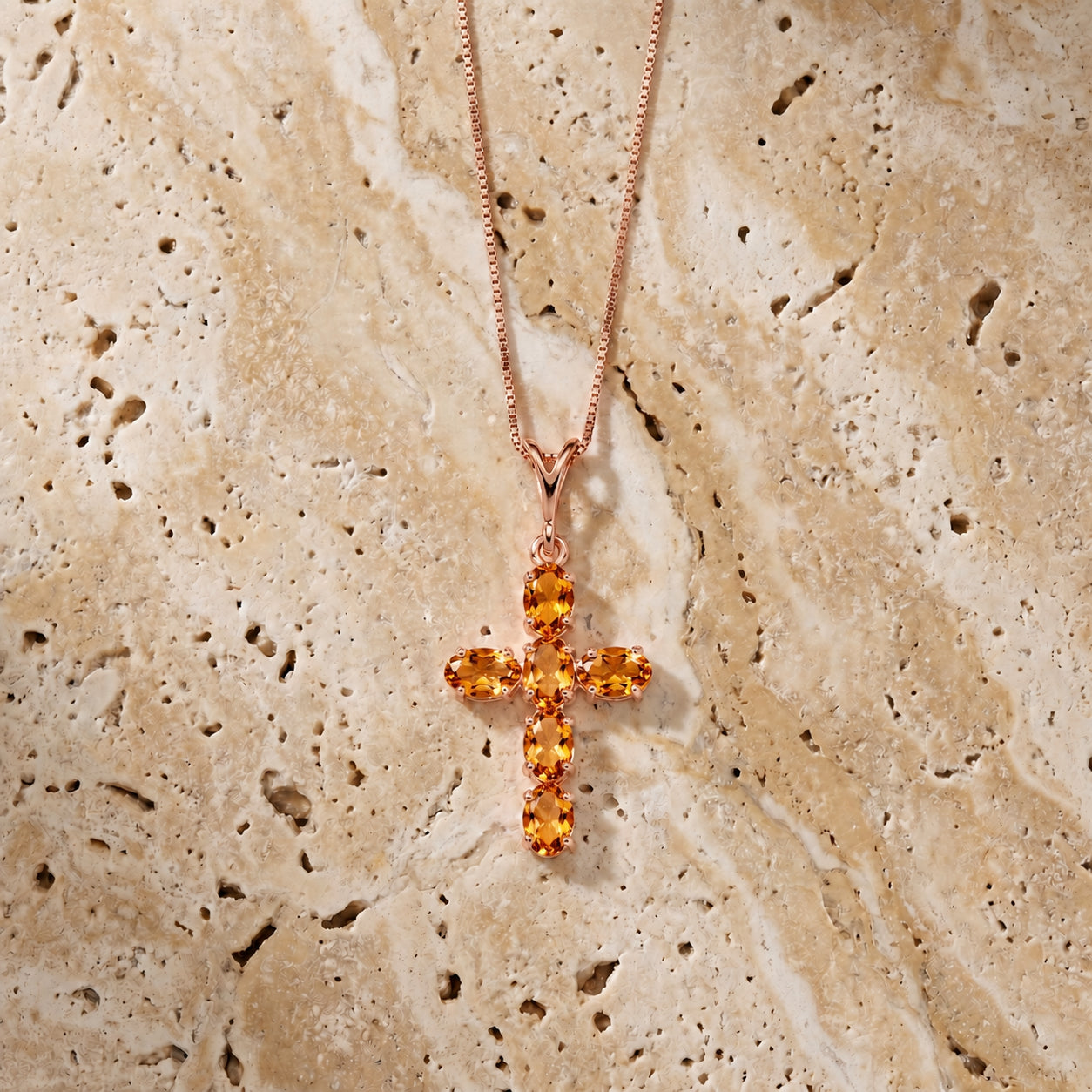 Rose Gold Cross Necklace Peridot 10K — Eleonora