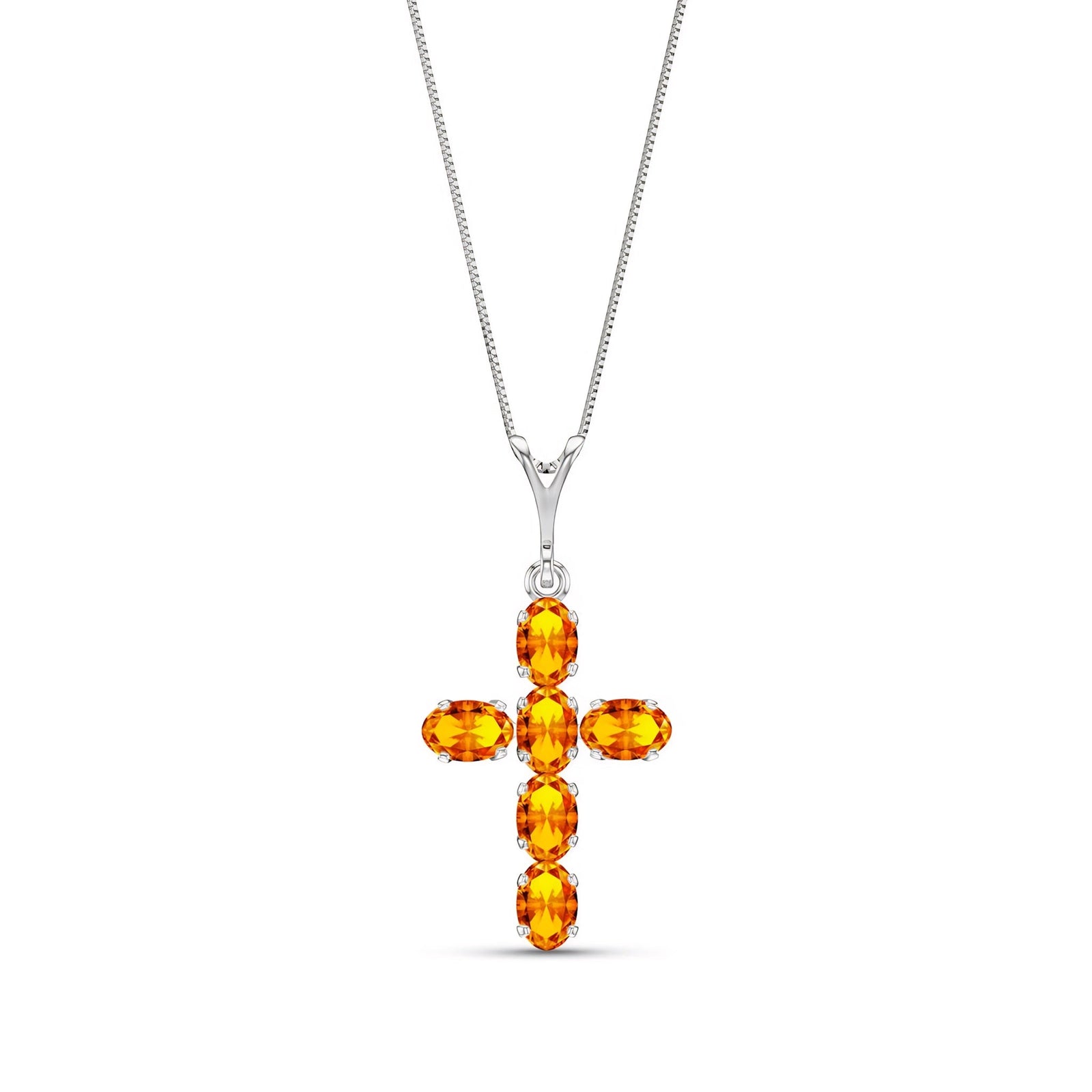 White Gold Cross Necklace Peridot 10K — Eleonora