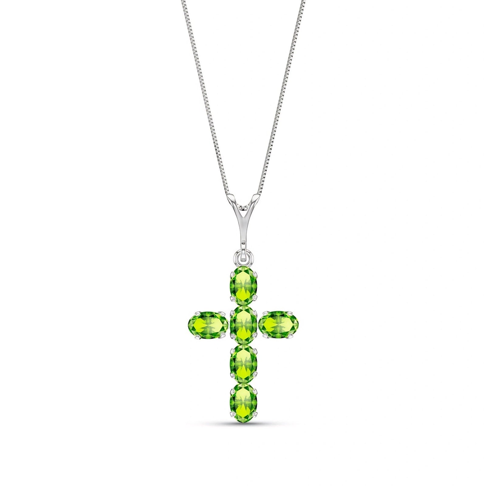 White Gold Cross Necklace Peridot 10K — Eleonora