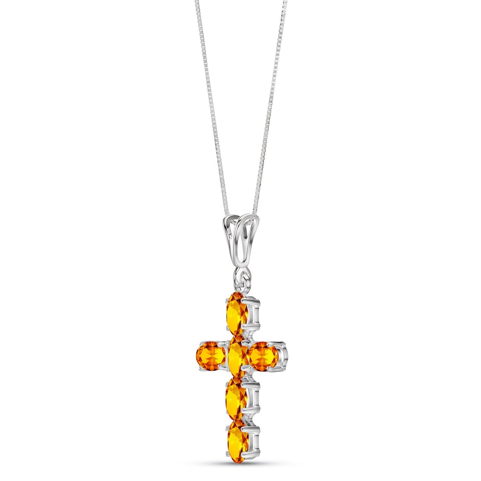 White Gold Cross Necklace Peridot 10K — Eleonora