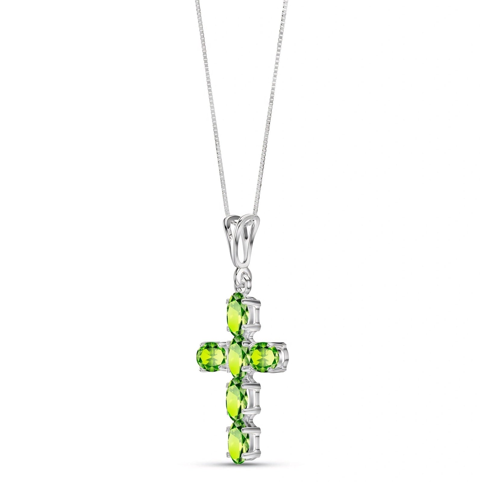 White Gold Cross Necklace Peridot 10K — Eleonora