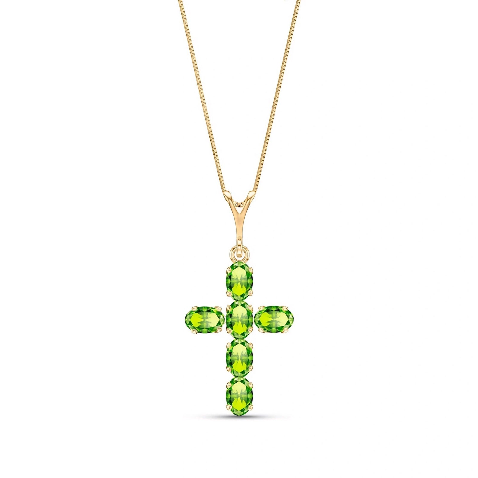 Yellow Gold Cross Necklace Peridot 10K — Eleonora
