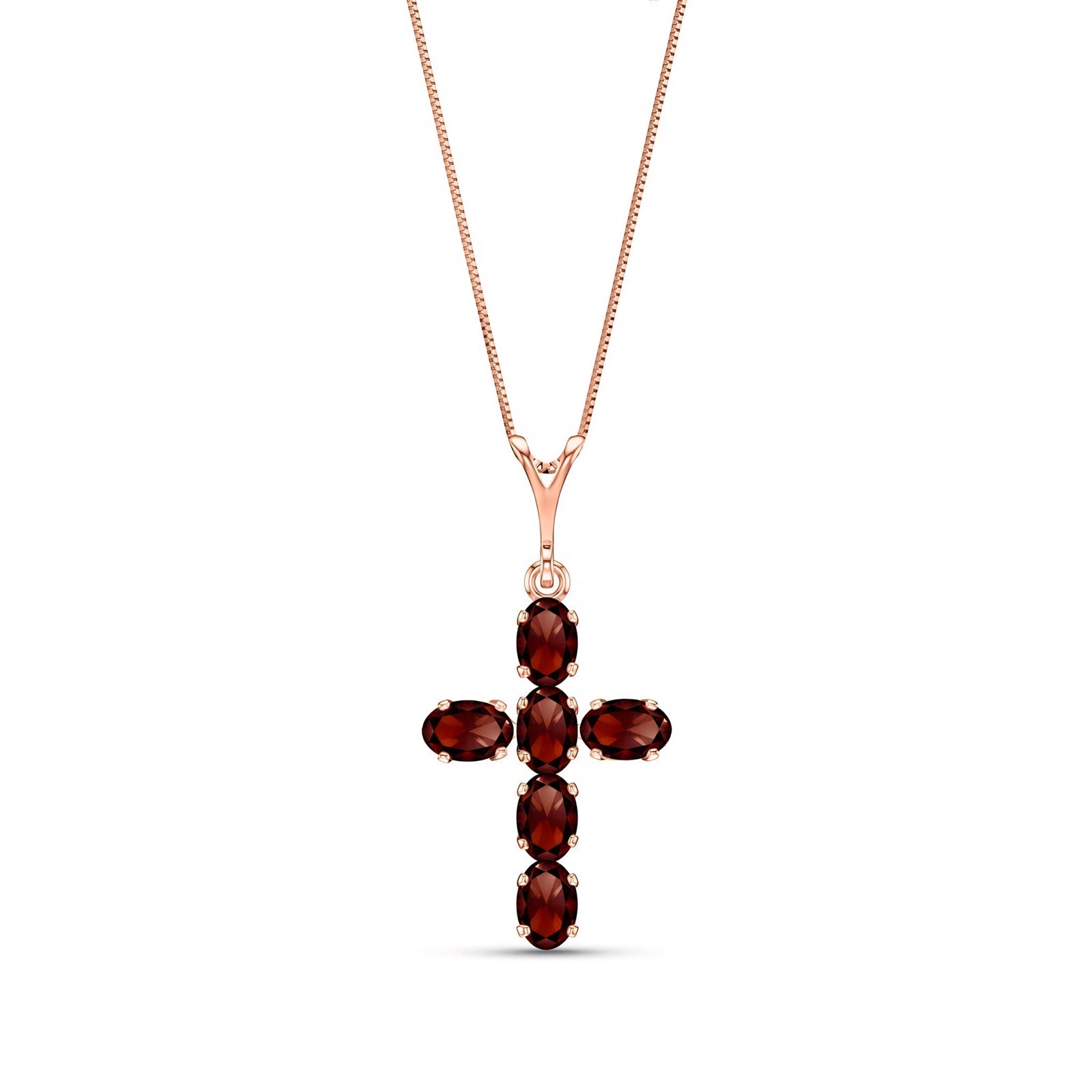 Rose Gold Cross Necklace Garnet 10K — Eleonora