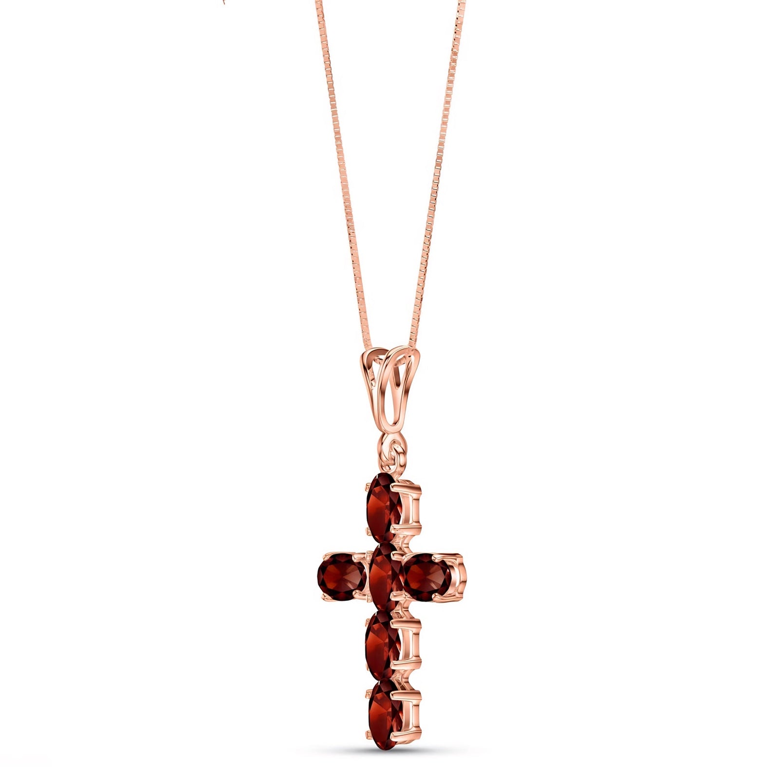Rose Gold Cross Necklace Garnet 10K — Eleonora