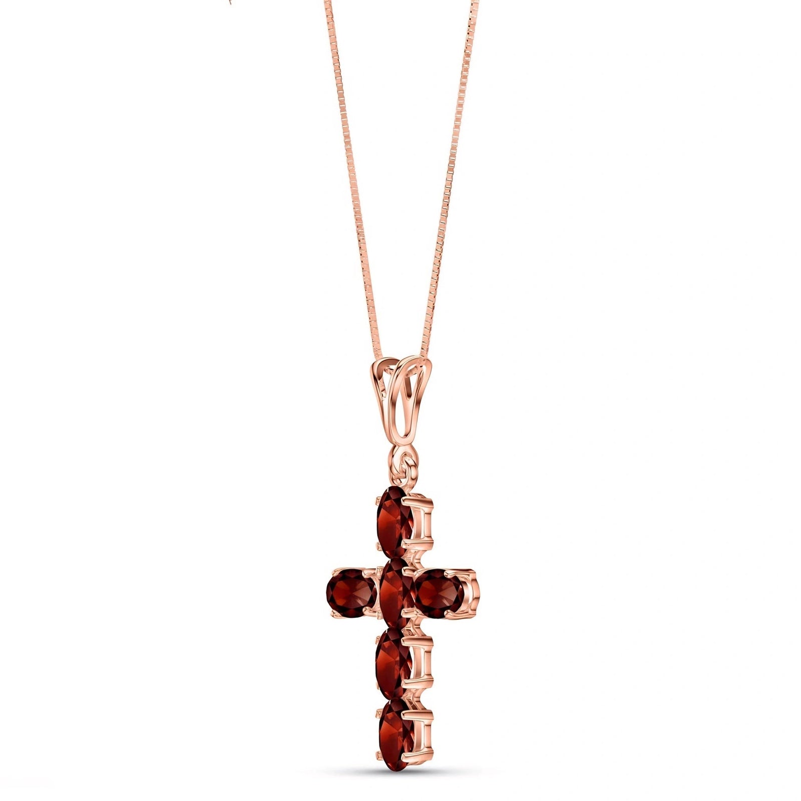 Rose Gold Cross Necklace Garnet 10K — Eleonora