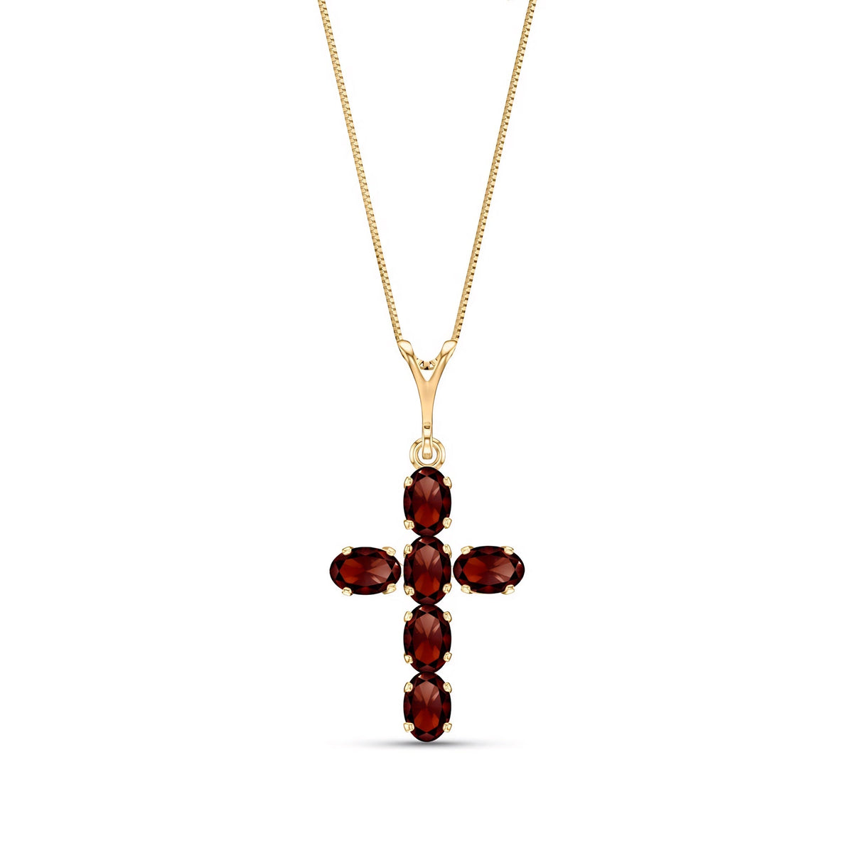 Yellow Gold Cross Necklace Garnet 10K — Eleonora