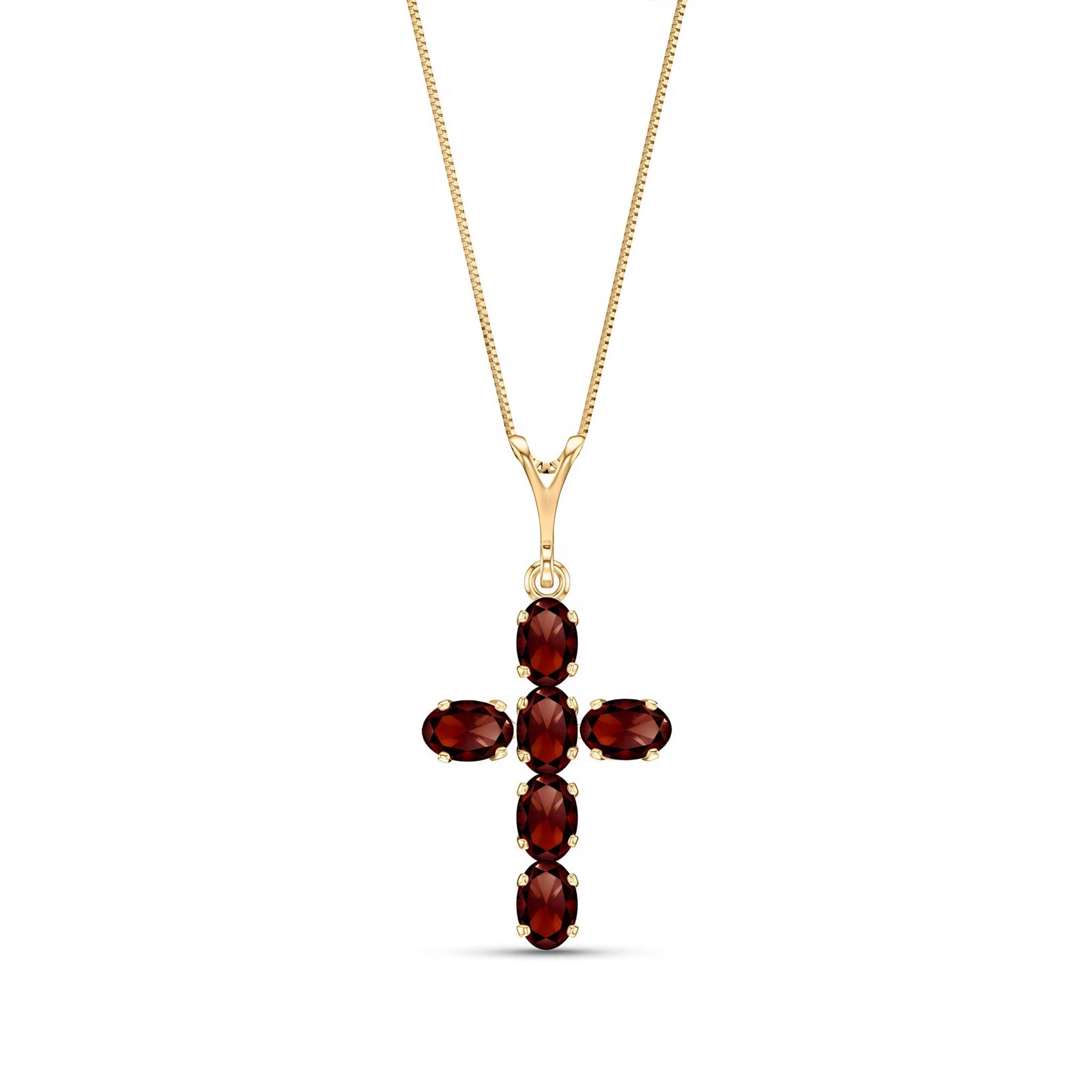 Yellow Gold Cross Necklace Garnet 10K — Eleonora