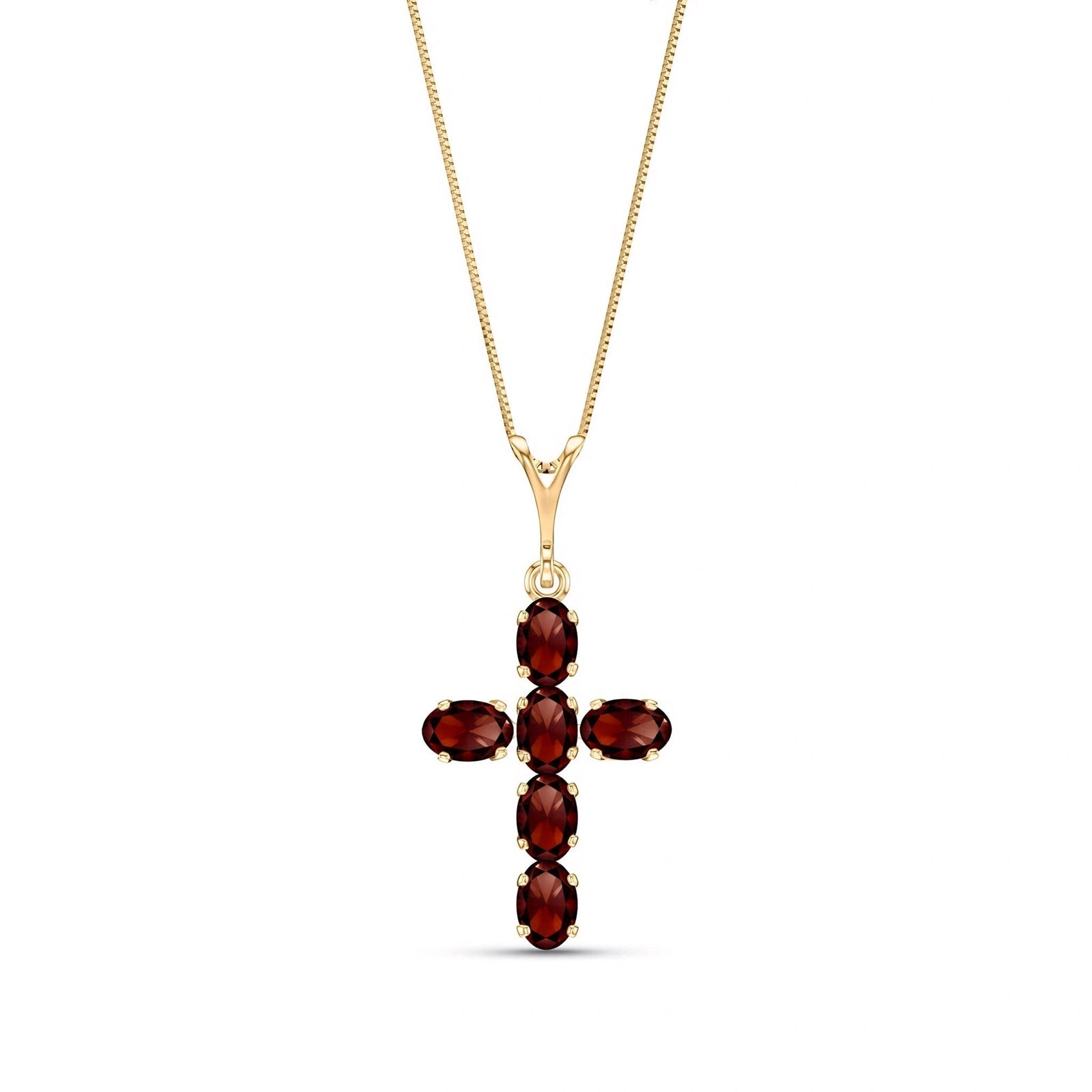 Yellow Gold Cross Necklace Garnet 10K — Eleonora