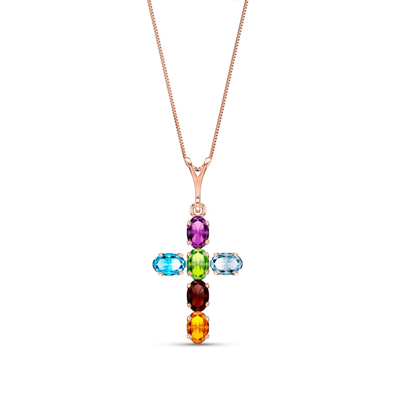Rose Gold Cross Necklace Citrine 10K — Eleonora