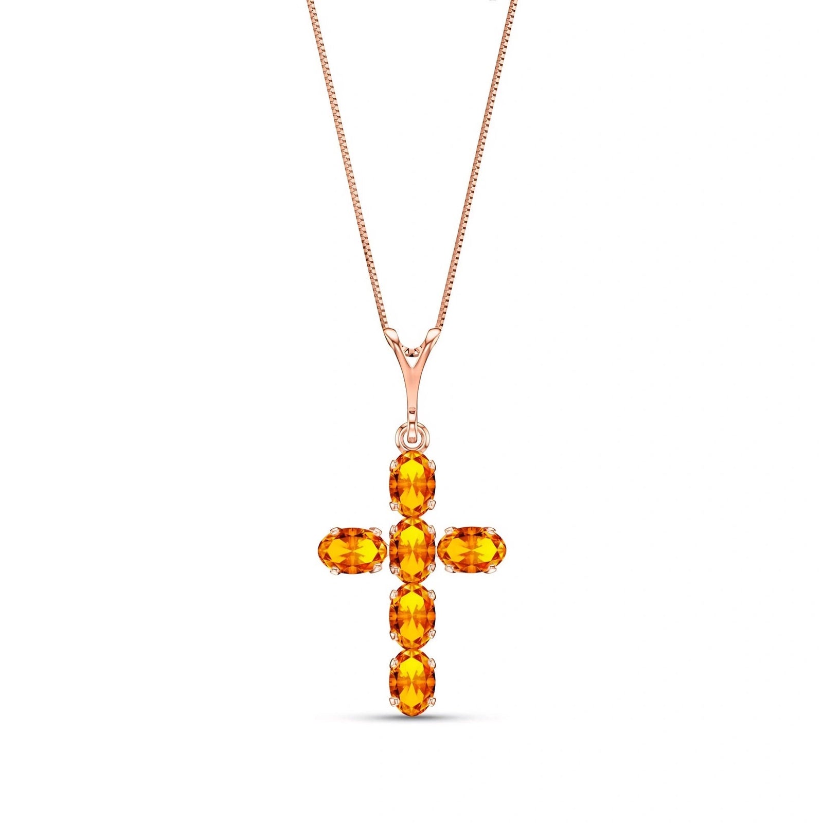 Rose Gold Cross Necklace Citrine 10K — Eleonora