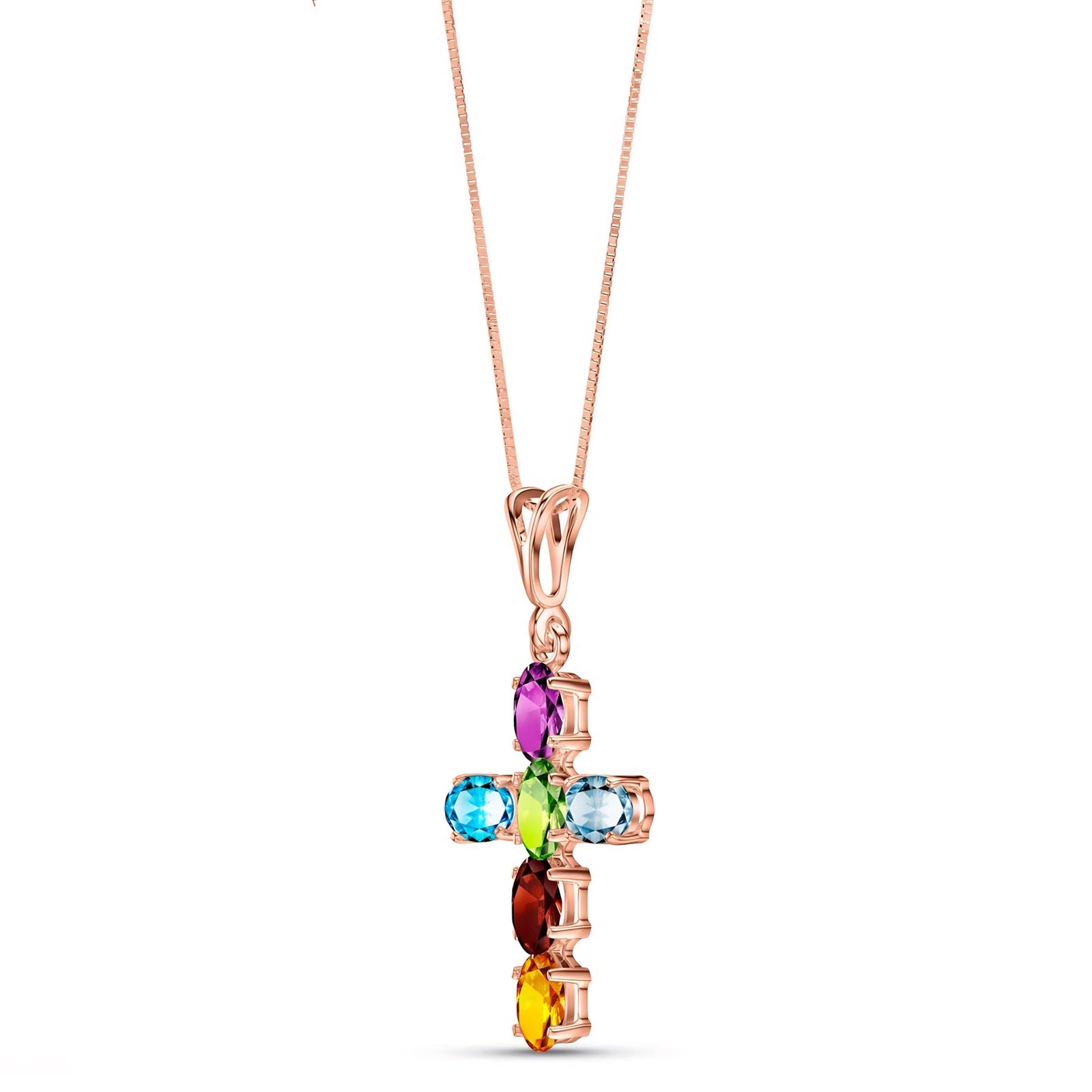 Rose Gold Cross Necklace Citrine 10K — Eleonora