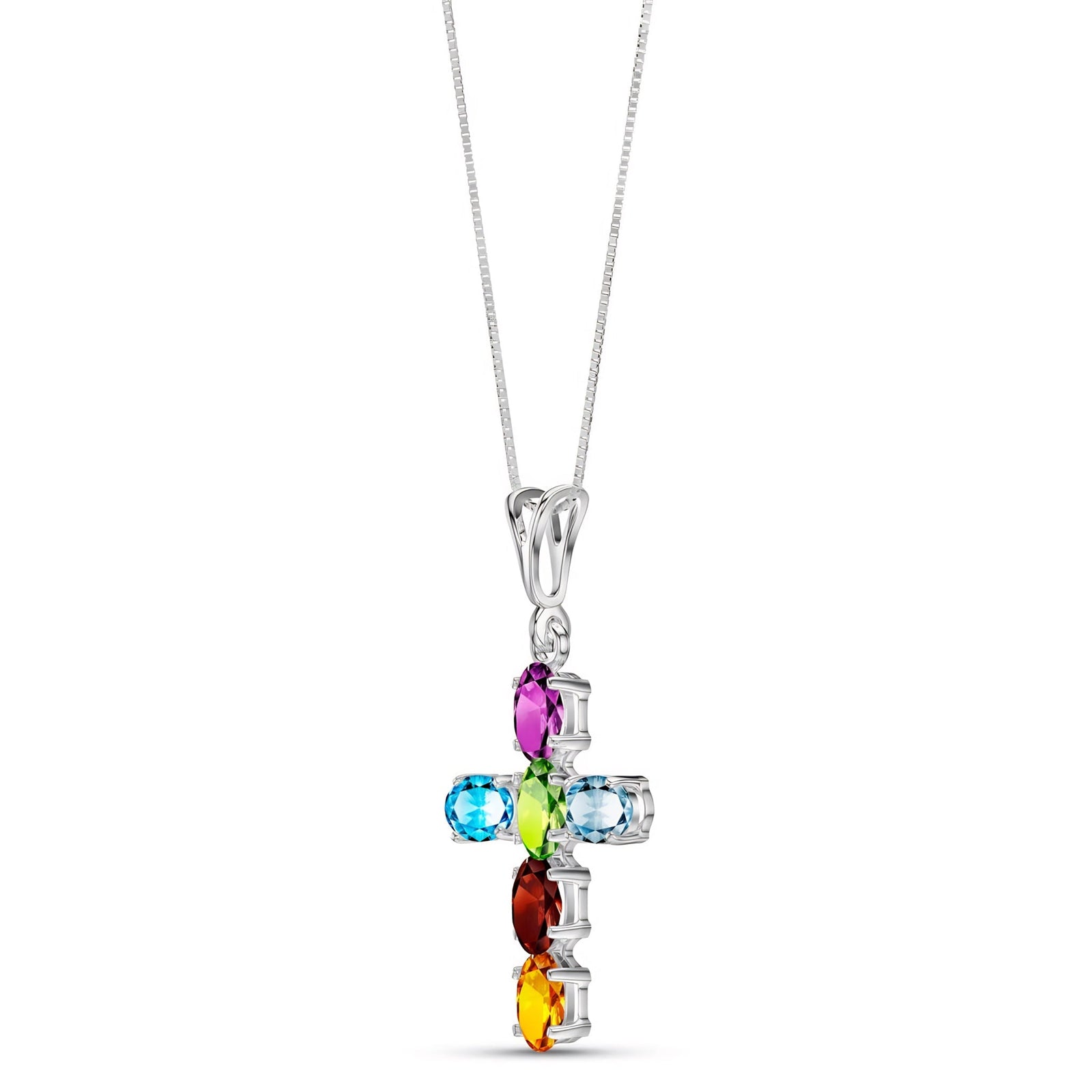 White Gold Cross Necklace Citrine 10K — Eleonora