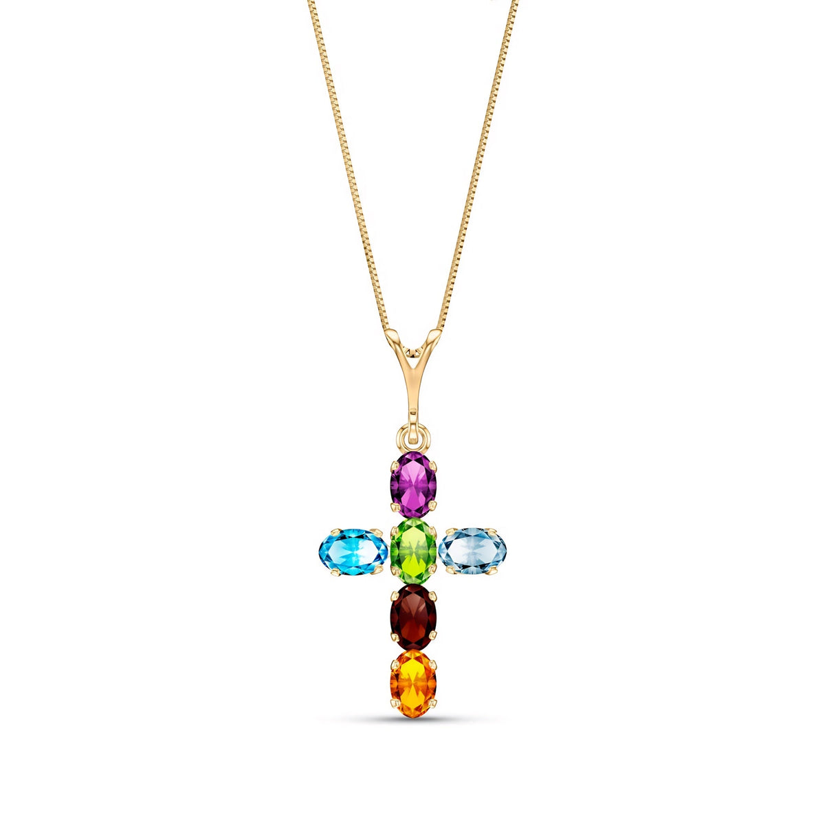 Yellow Gold Cross Necklace Citrine 10K — Eleonora