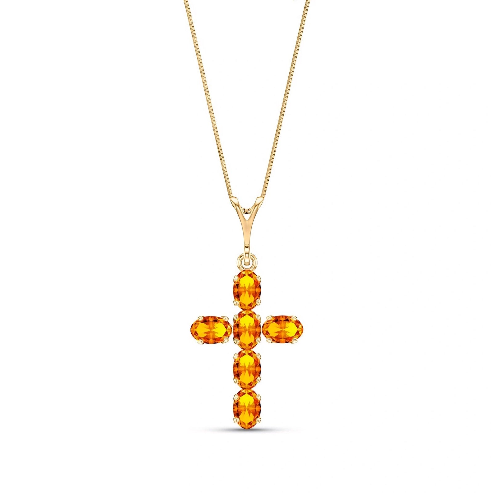 Yellow Gold Cross Necklace Citrine 10K — Eleonora