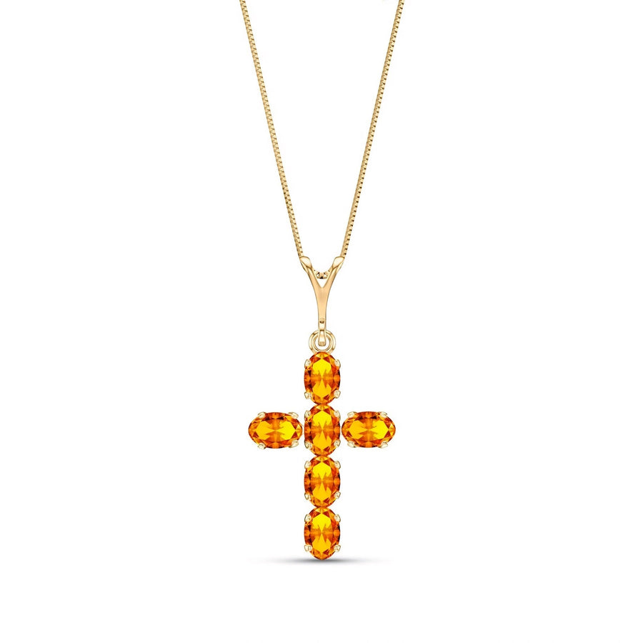 Yellow Gold Cross Necklace Citrine 10K — Eleonora