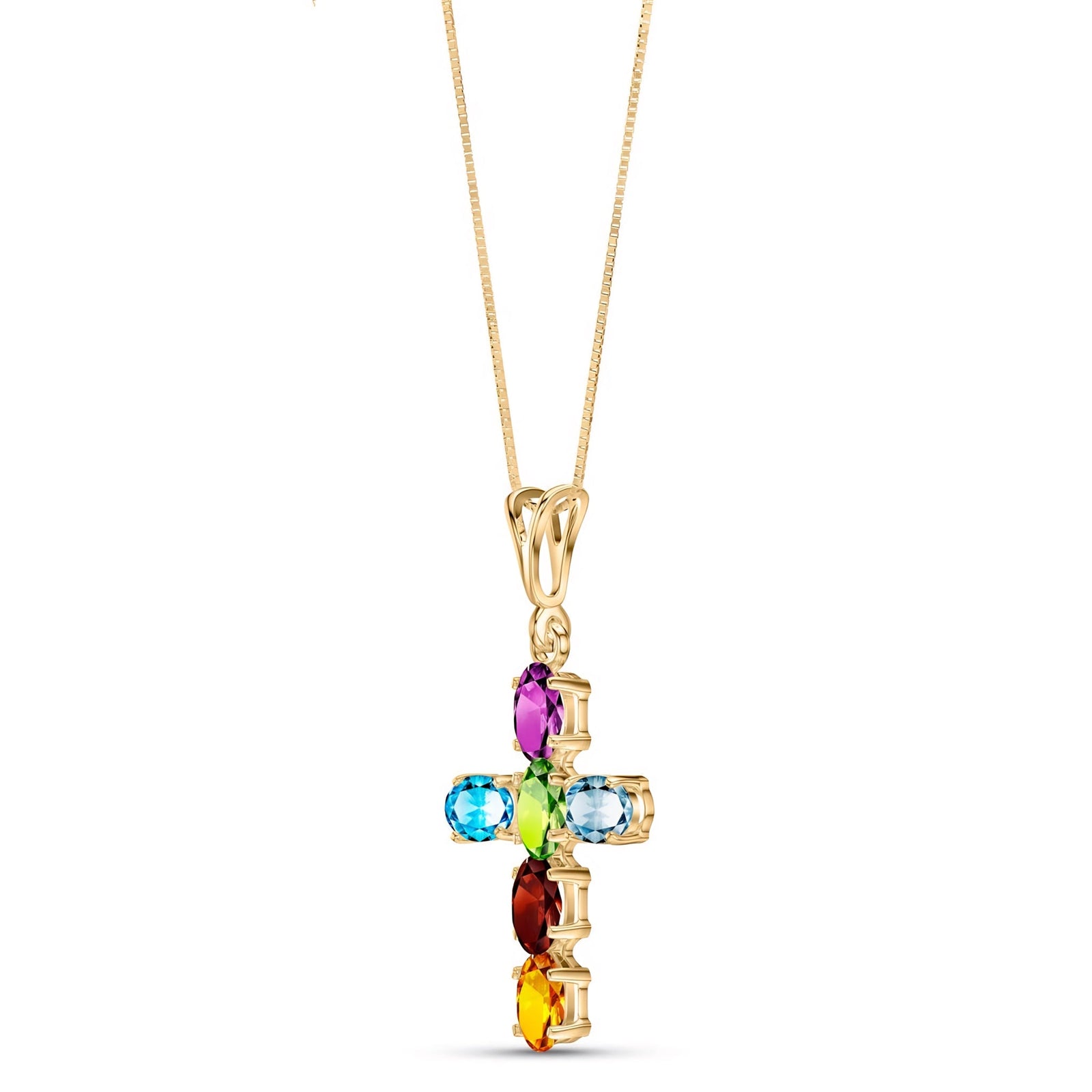 Yellow Gold Cross Necklace Citrine 10K — Eleonora