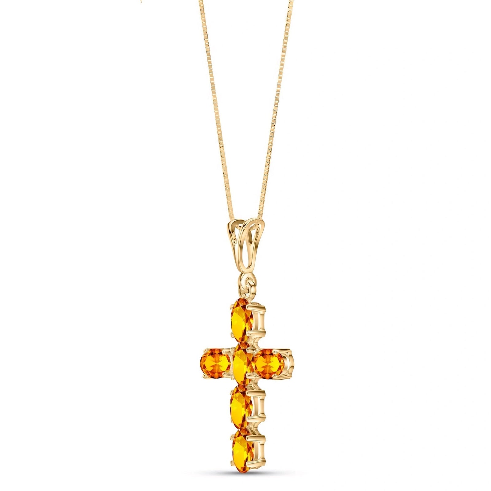 Yellow Gold Cross Necklace Citrine 10K — Eleonora