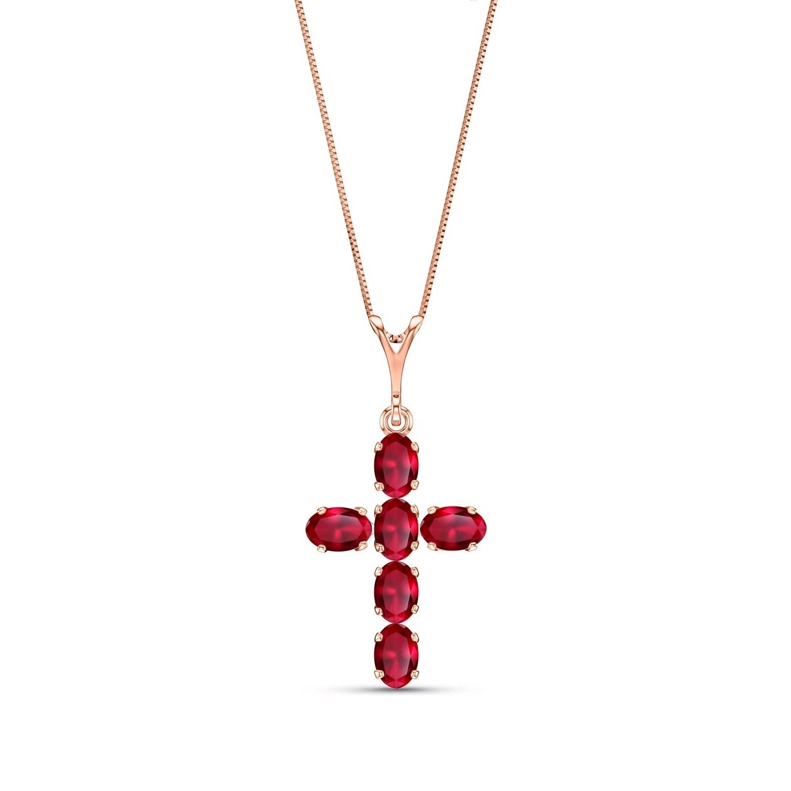 Rose Gold Cross Necklace Ruby 10K — Eleonora