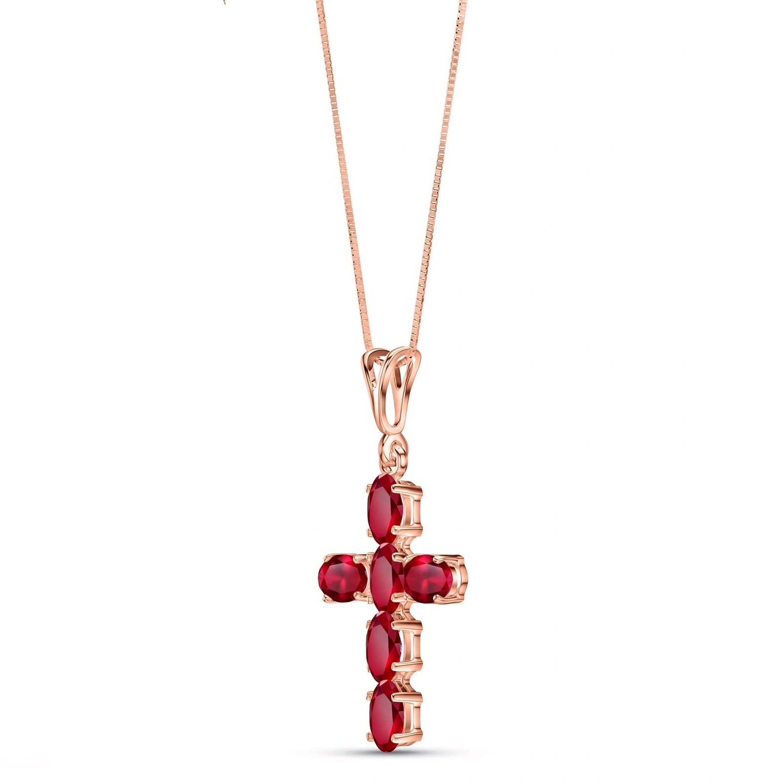 Rose Gold Cross Necklace Ruby 10K — Eleonora