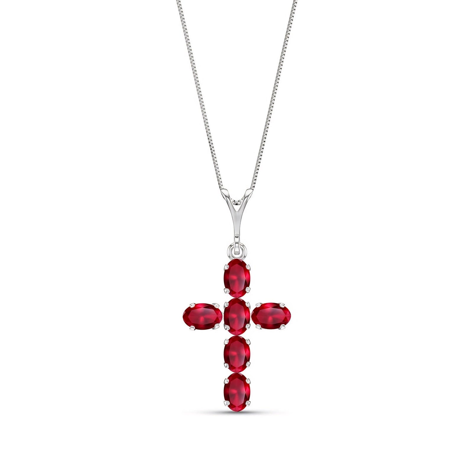 White Gold Cross Necklace Sapphire 10K — Eleonora