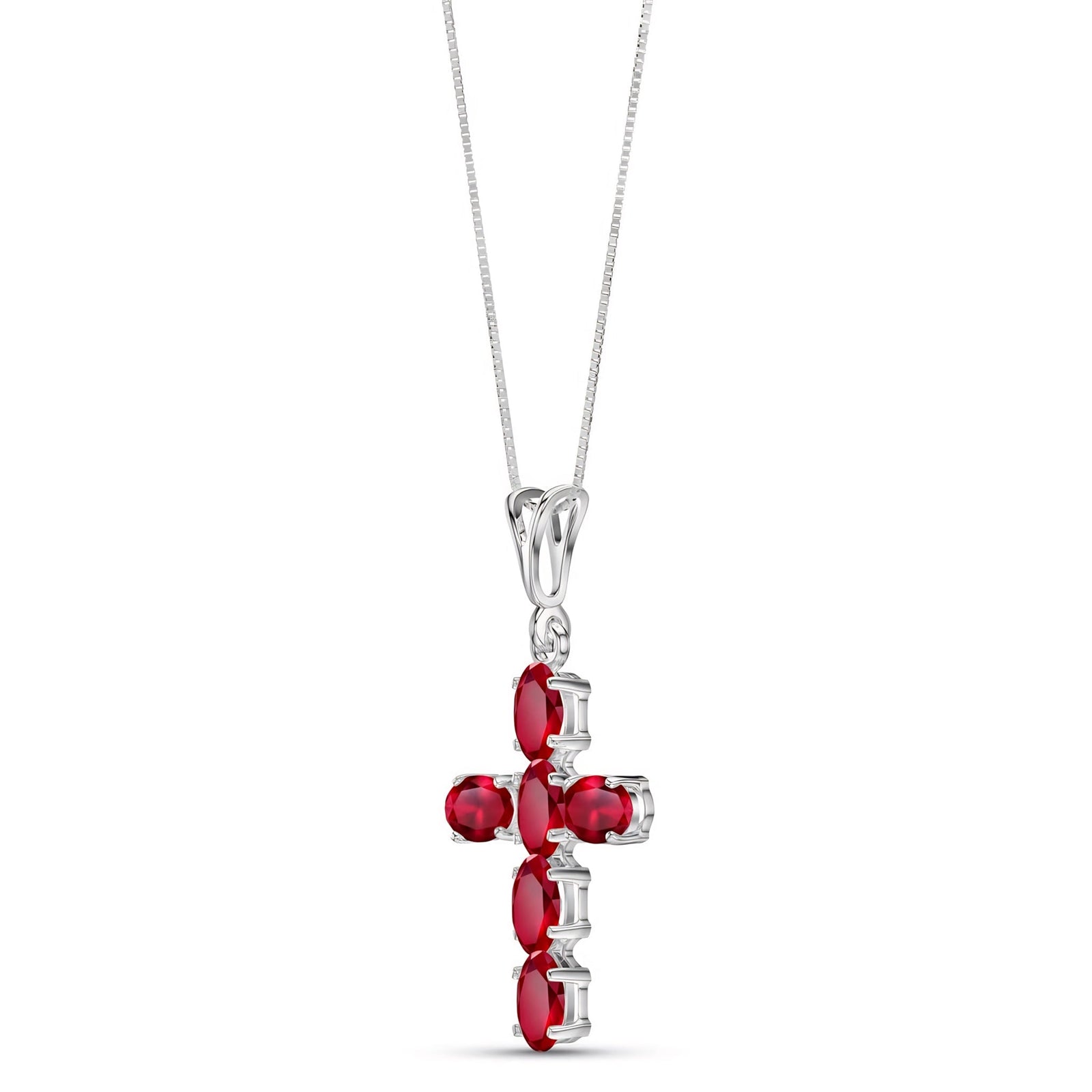 White Gold Cross Necklace Sapphire 10K — Eleonora