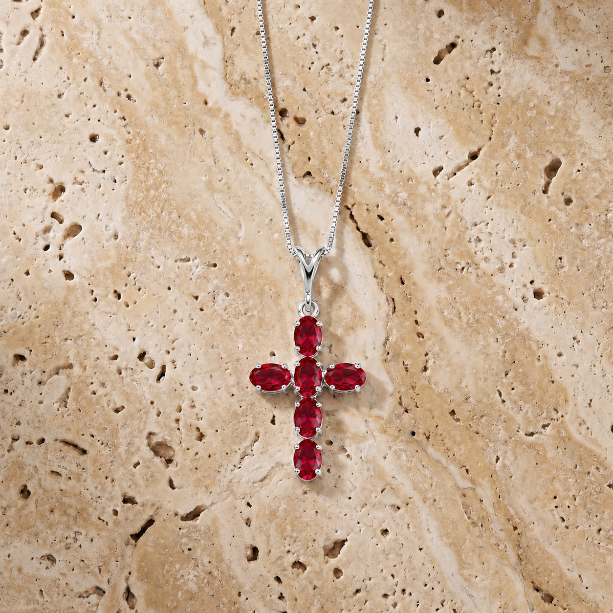 White Gold Cross Necklace Sapphire 10K — Eleonora