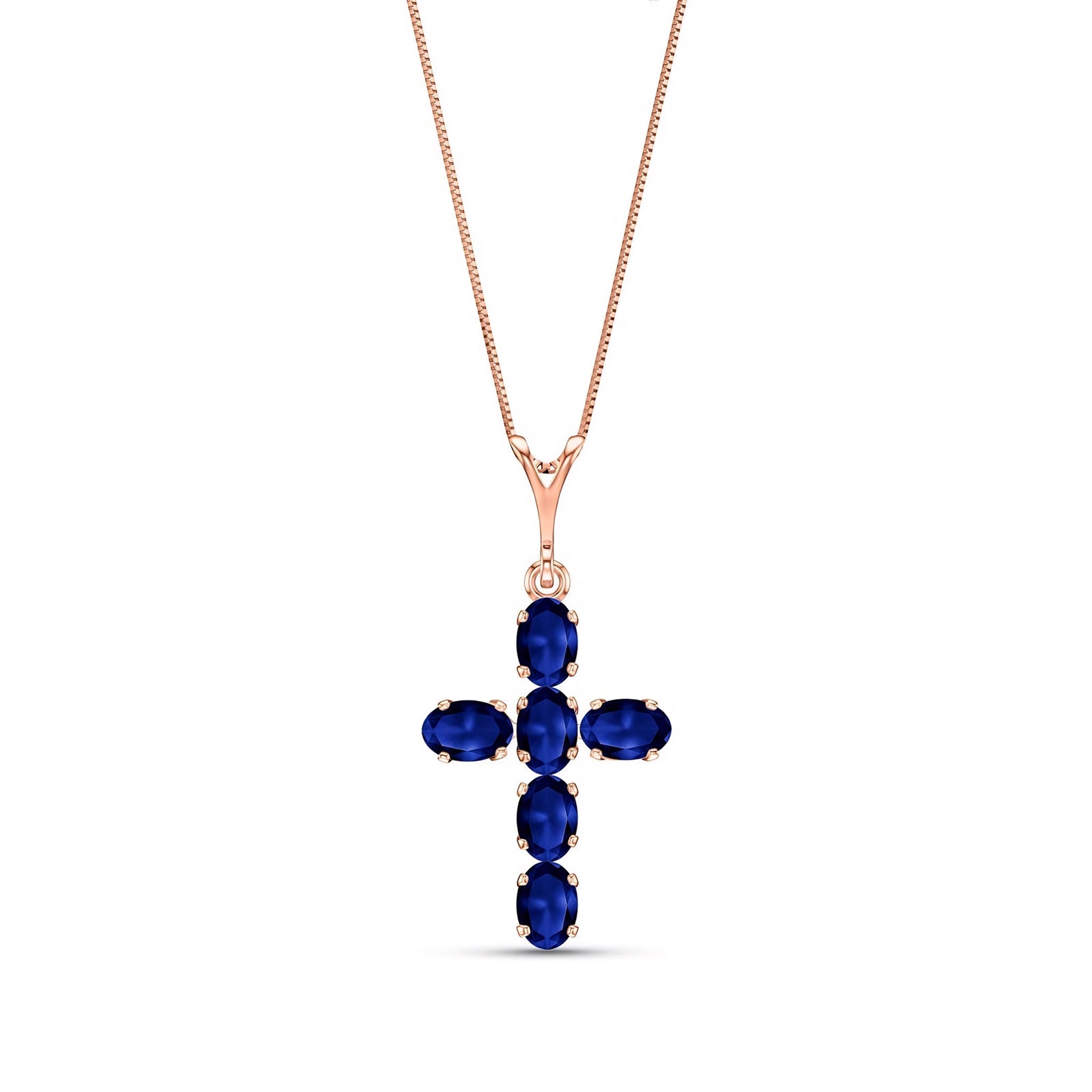 Rose Gold Cross Necklace Aquamarine 10K — Eleonora