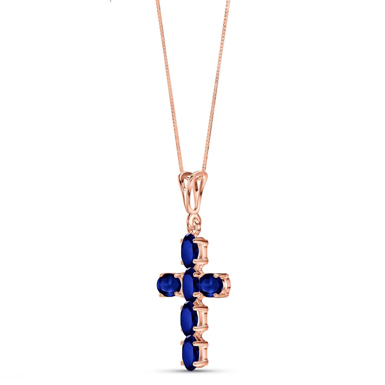 Rose Gold Cross Necklace Aquamarine 10K — Eleonora