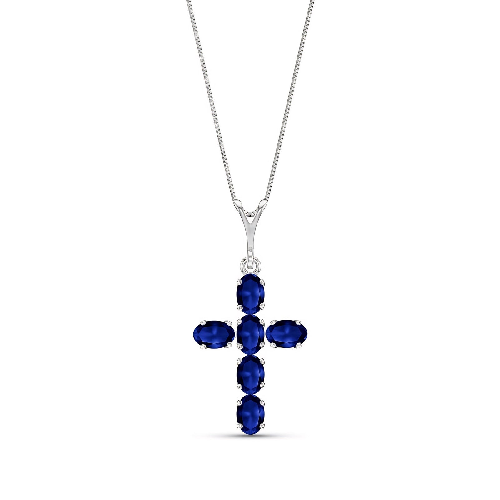 White Gold Cross Necklace Aquamarine 10K — Eleonora