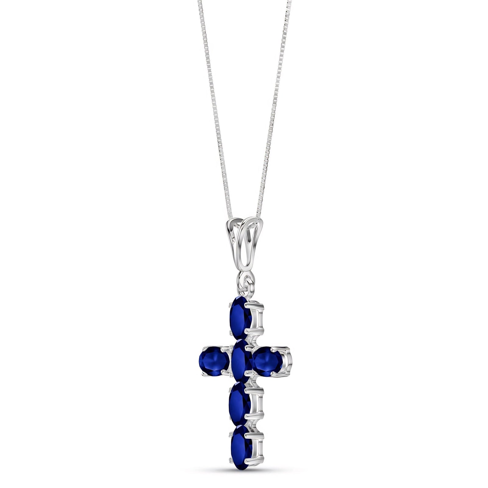 White Gold Cross Necklace Aquamarine 10K — Eleonora