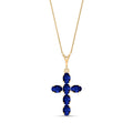 Yellow Gold Cross Necklace Aquamarine 10K — Eleonora