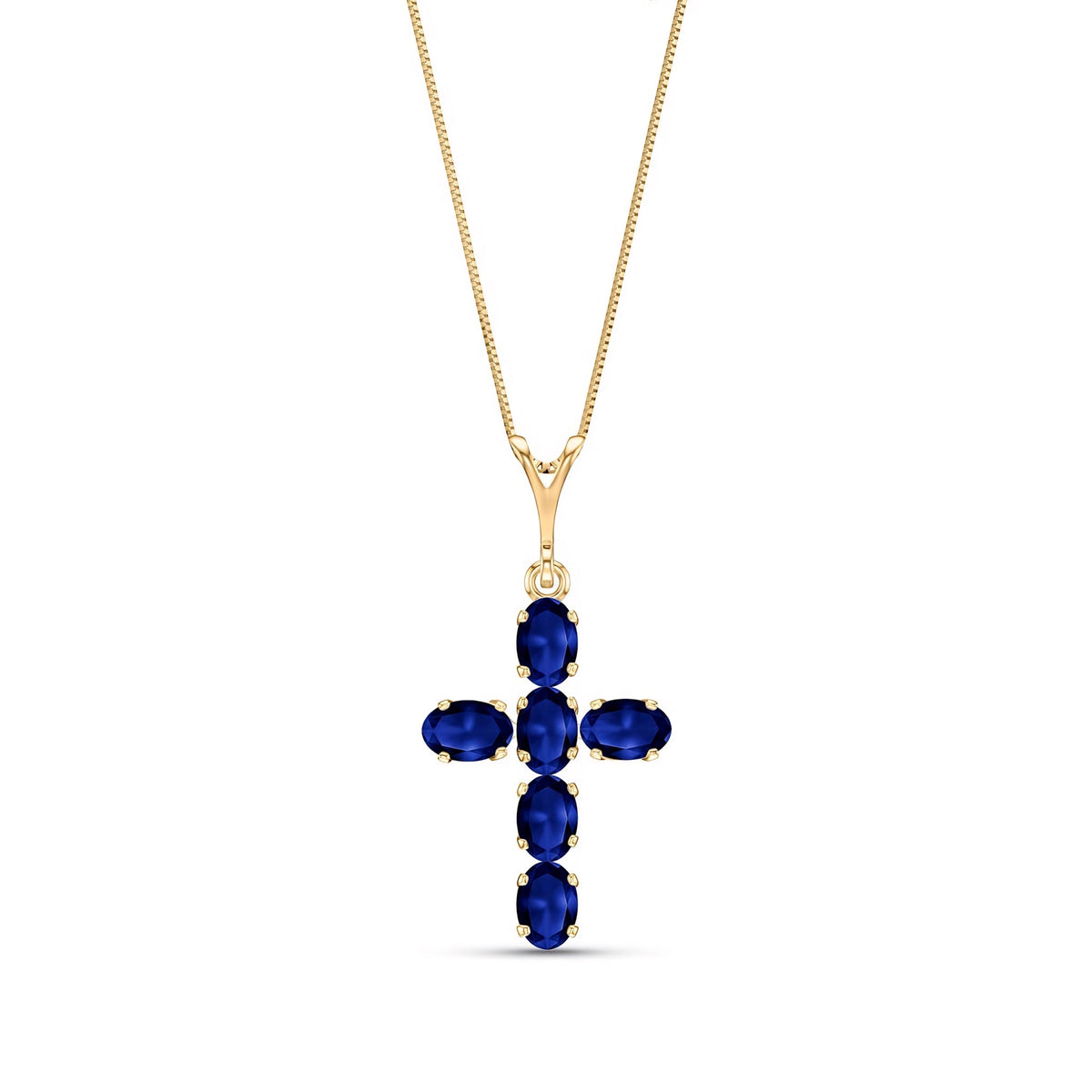 Yellow Gold Cross Necklace Aquamarine 10K — Eleonora