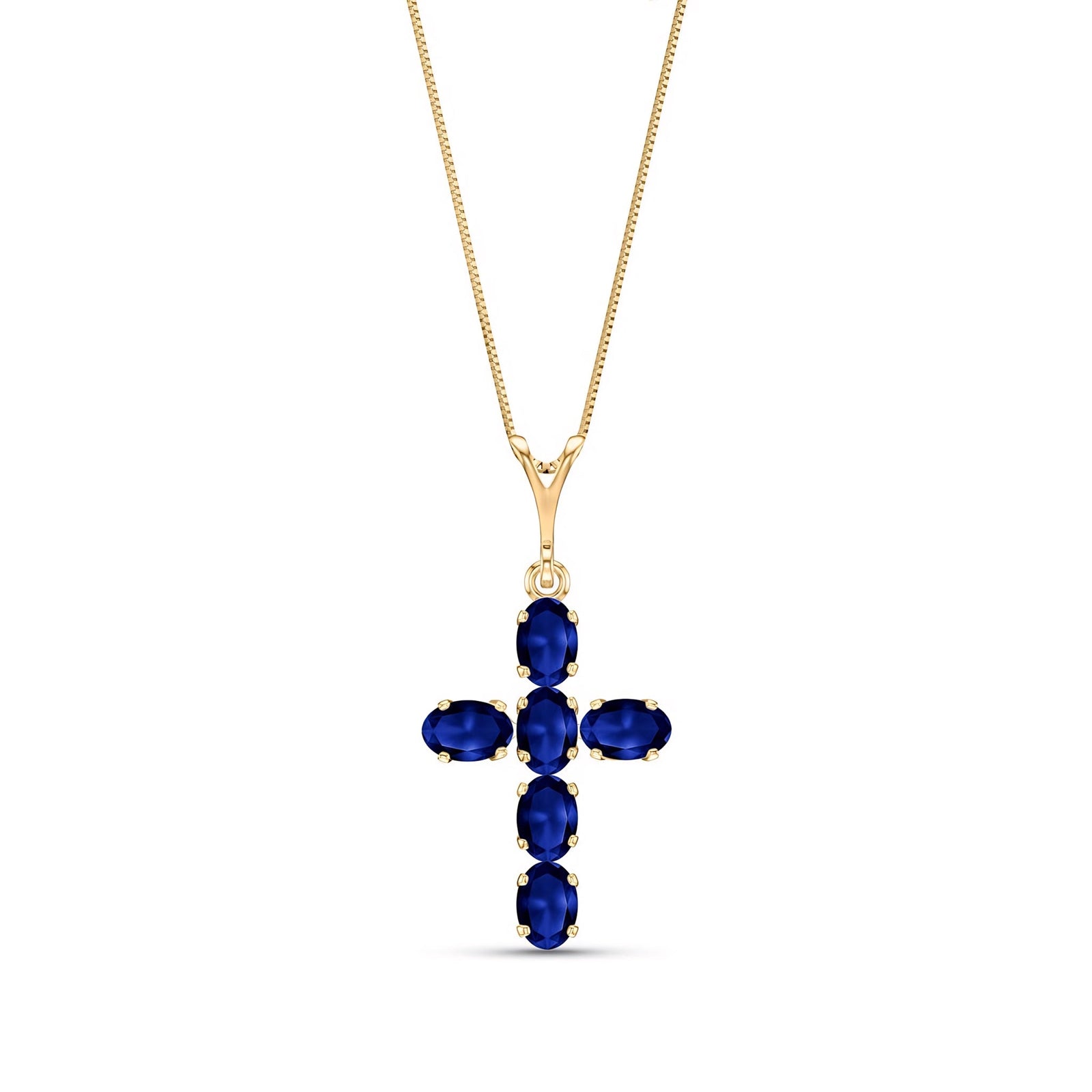 Yellow Gold Cross Necklace Aquamarine 10K — Eleonora