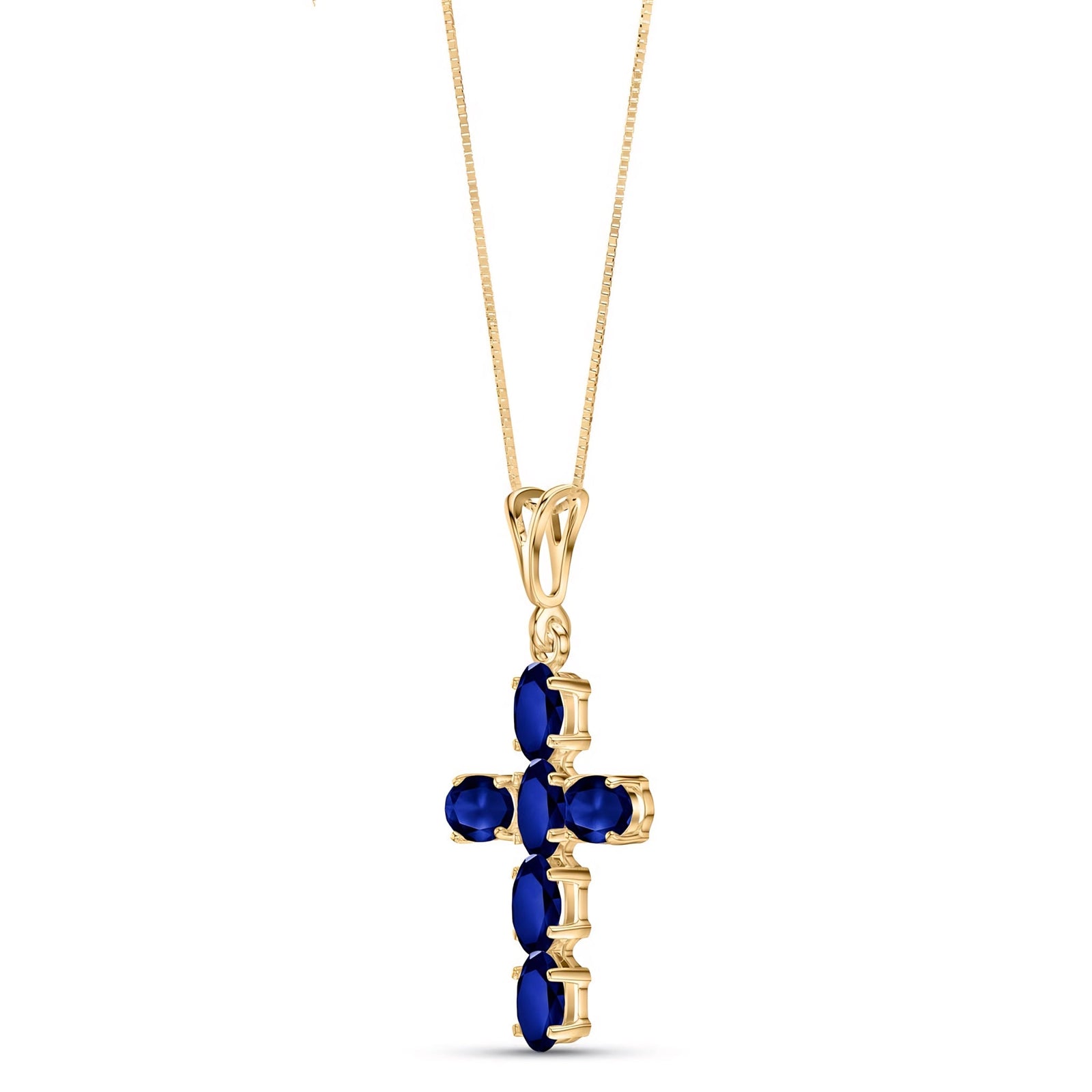Yellow Gold Cross Necklace Aquamarine 10K — Eleonora