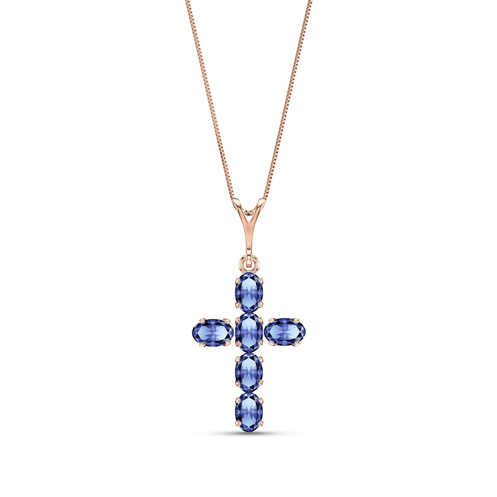 Rose Gold Cross Necklace Tanzanite 10K — Eleonora