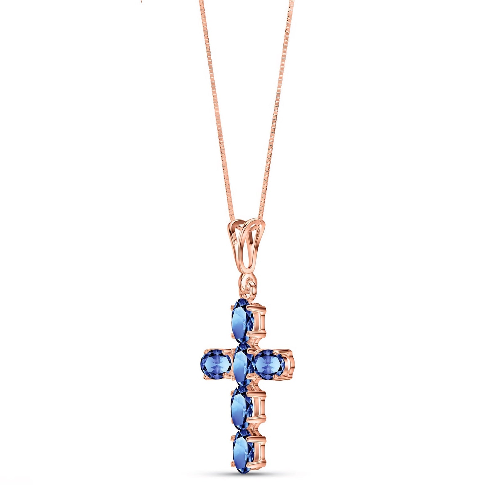 Rose Gold Cross Necklace Tanzanite 10K — Eleonora