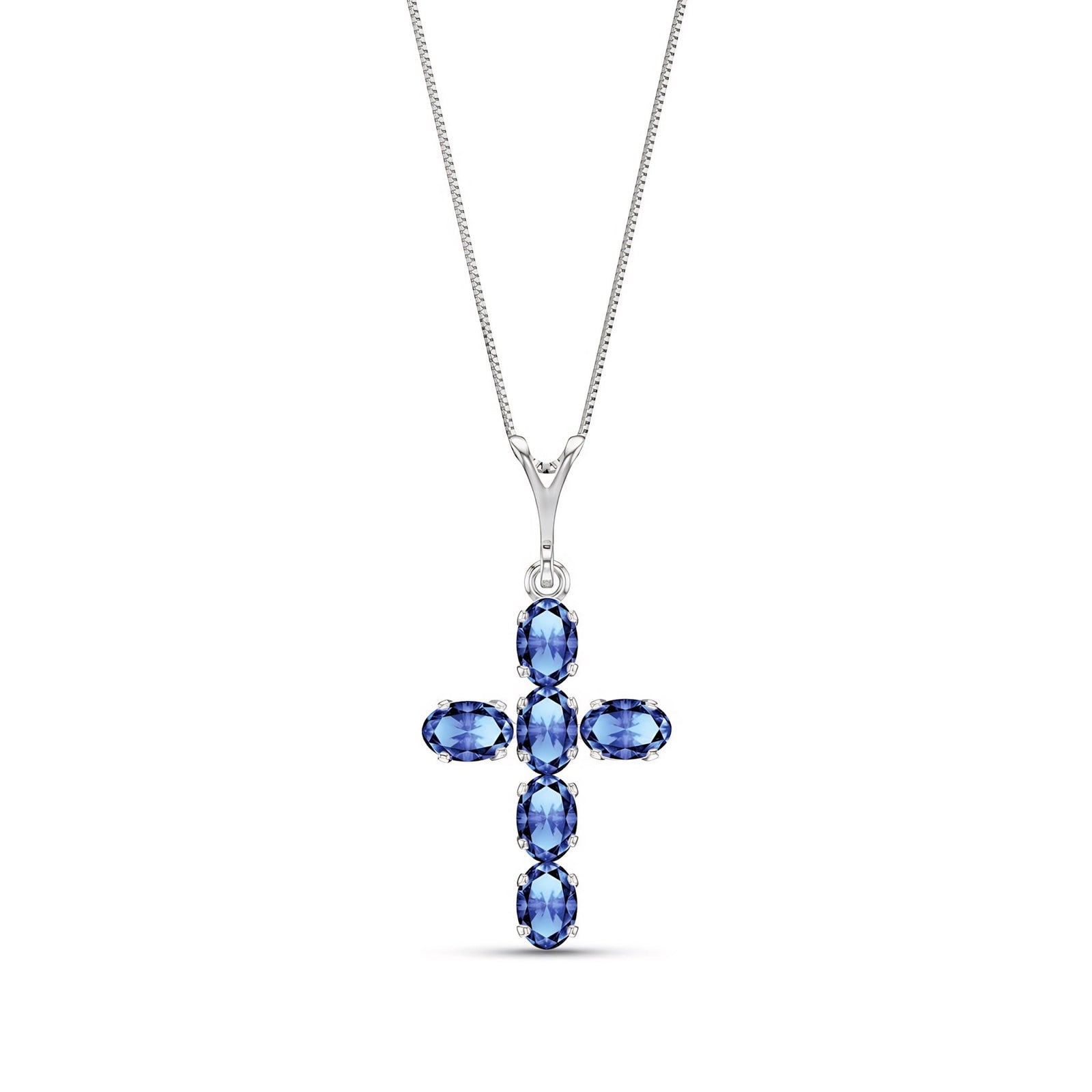 White Gold Cross Necklace Tanzanite 10K — Eleonora