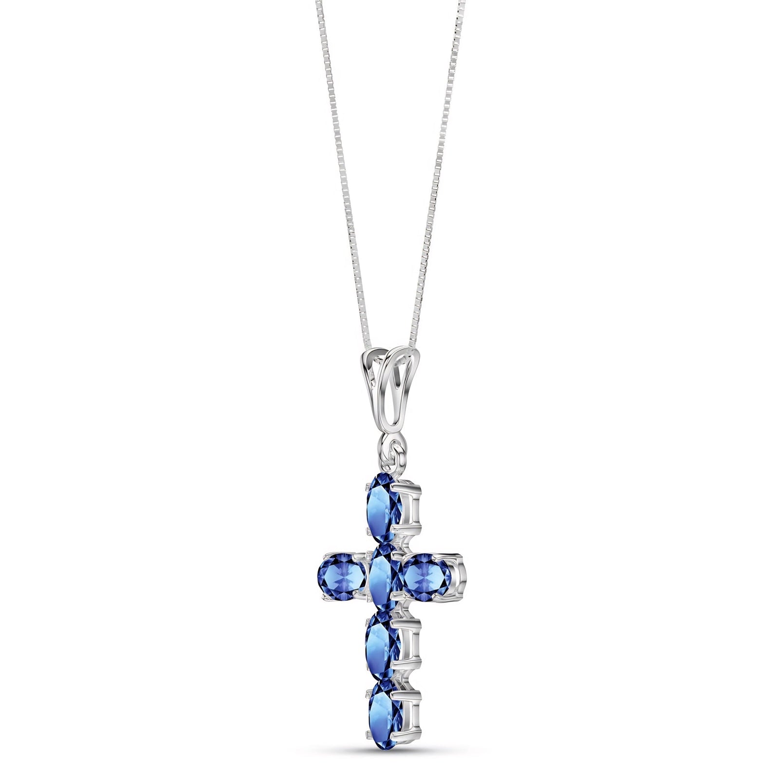 White Gold Cross Necklace Tanzanite 10K — Eleonora