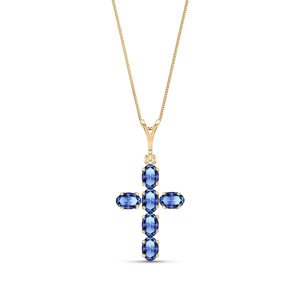 Yellow Gold Cross Necklace Tanzanite 10K — Eleonora