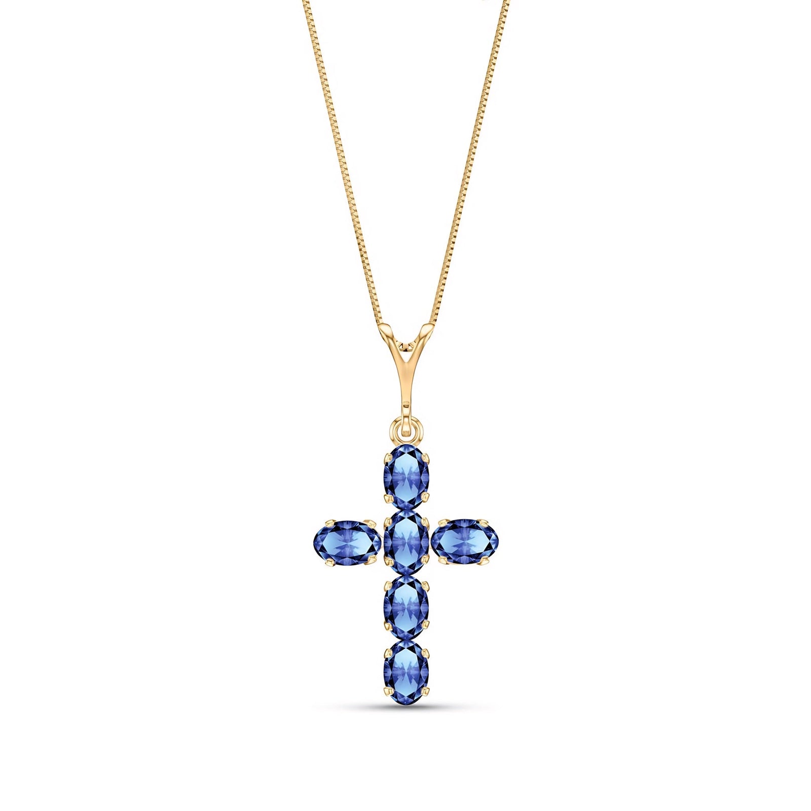 Yellow Gold Cross Necklace Tanzanite 10K — Eleonora