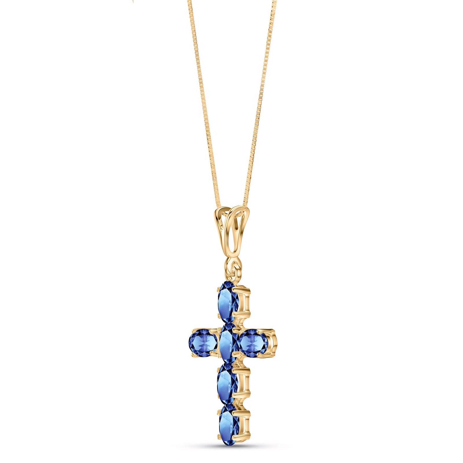 Yellow Gold Cross Necklace Tanzanite 10K — Eleonora