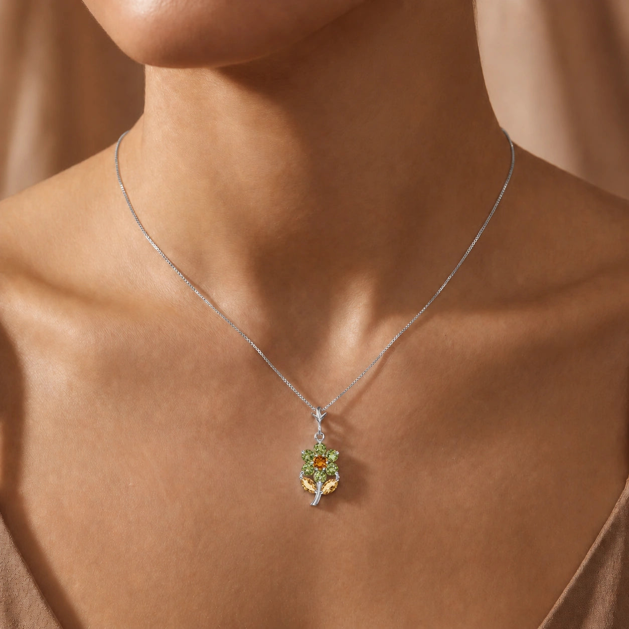 White Gold Citrine & Peridot — Tomasina