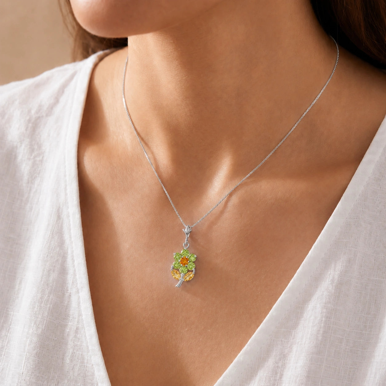 White Gold Citrine & Peridot — Tomasina