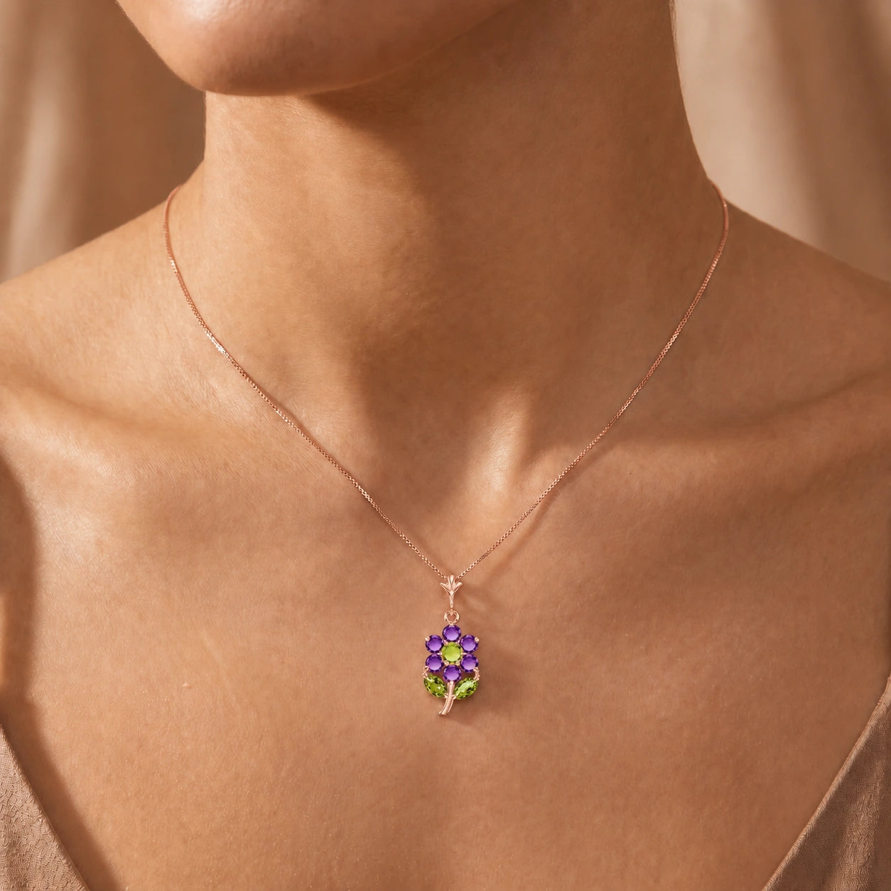 Rose Gold Peridot & Amethyst — Tomasina