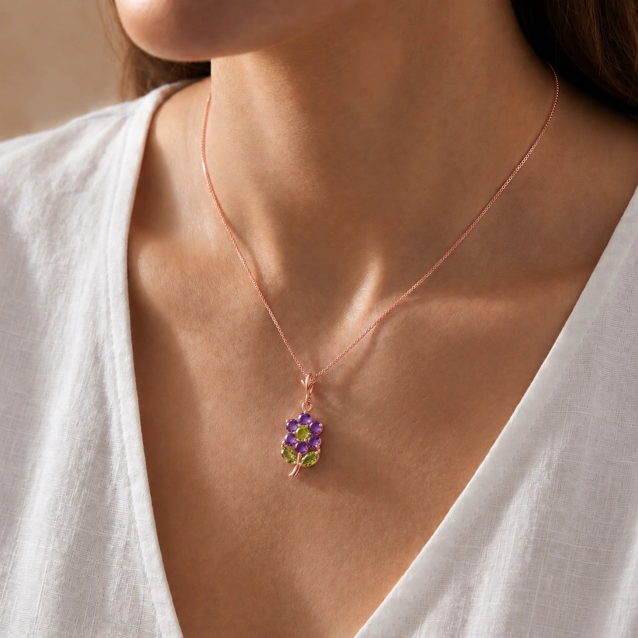 Rose Gold Peridot & Amethyst — Tomasina