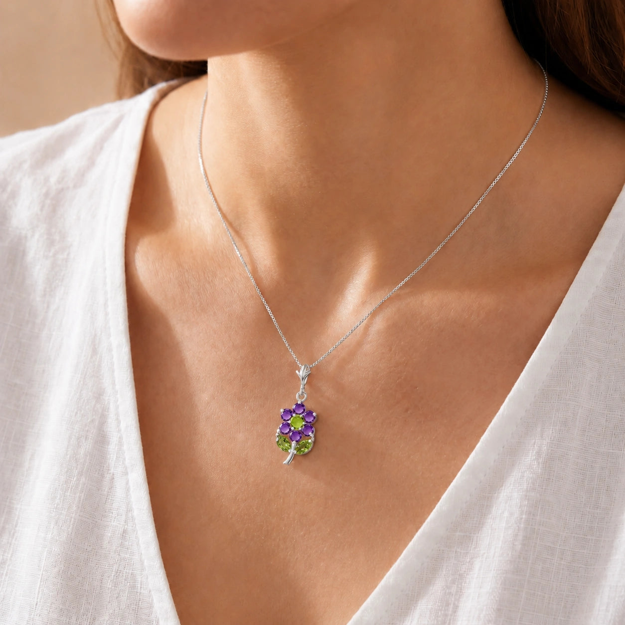 White Gold Peridot & Amethyst — Tomasina