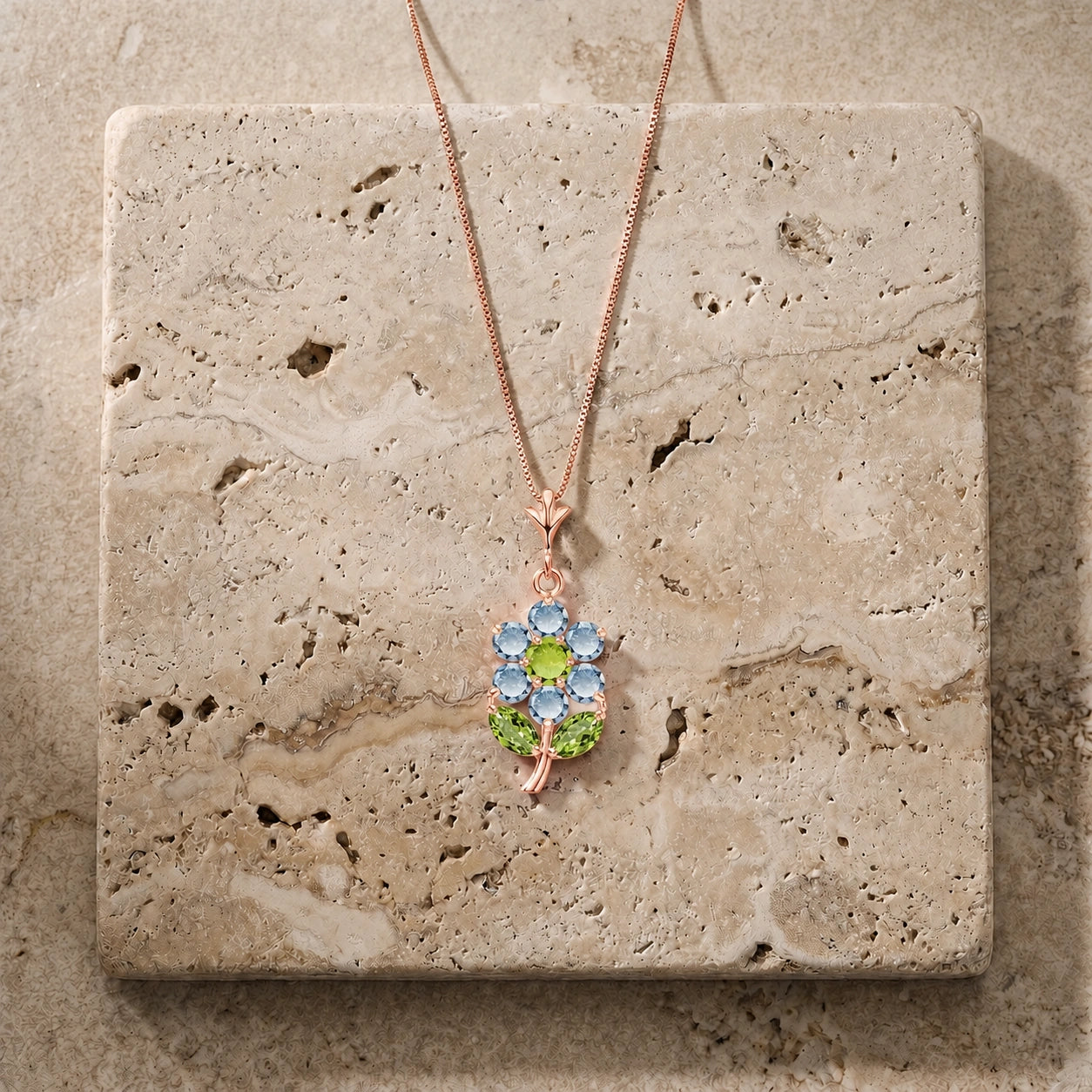 Rose Gold Peridot & Aquamarine — Tomasina